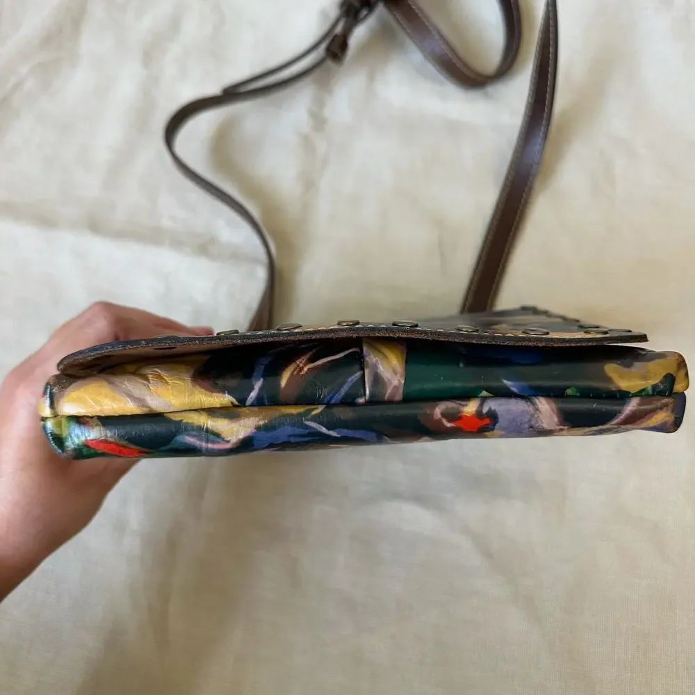 PATRICIA NASH Crossbody Bag Multicolor Floral Leather Studded Sling Purse